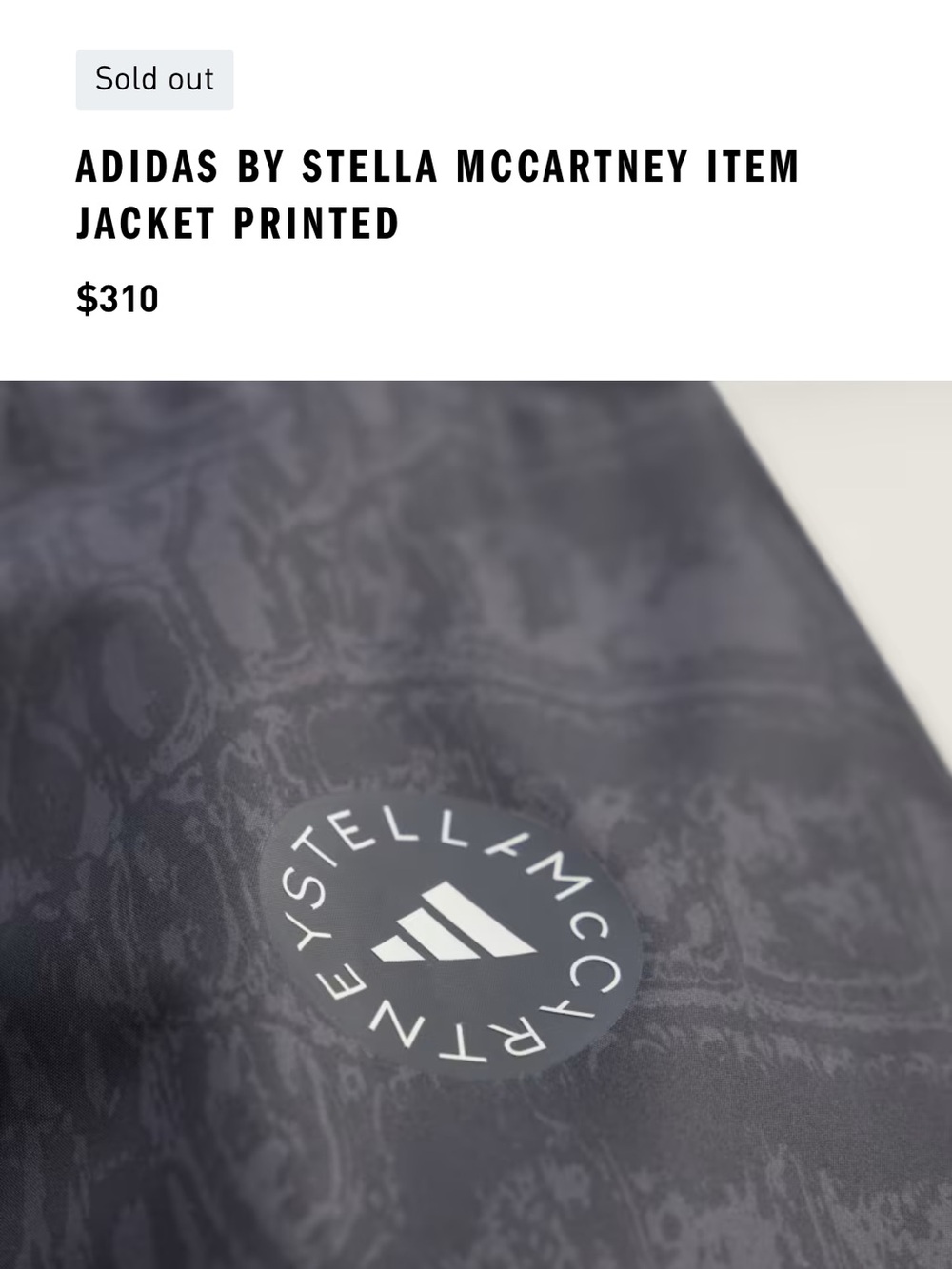 NEW🖤Stella McCartney x Adidas training track jacket utility black $310 - Picture 9 of 16